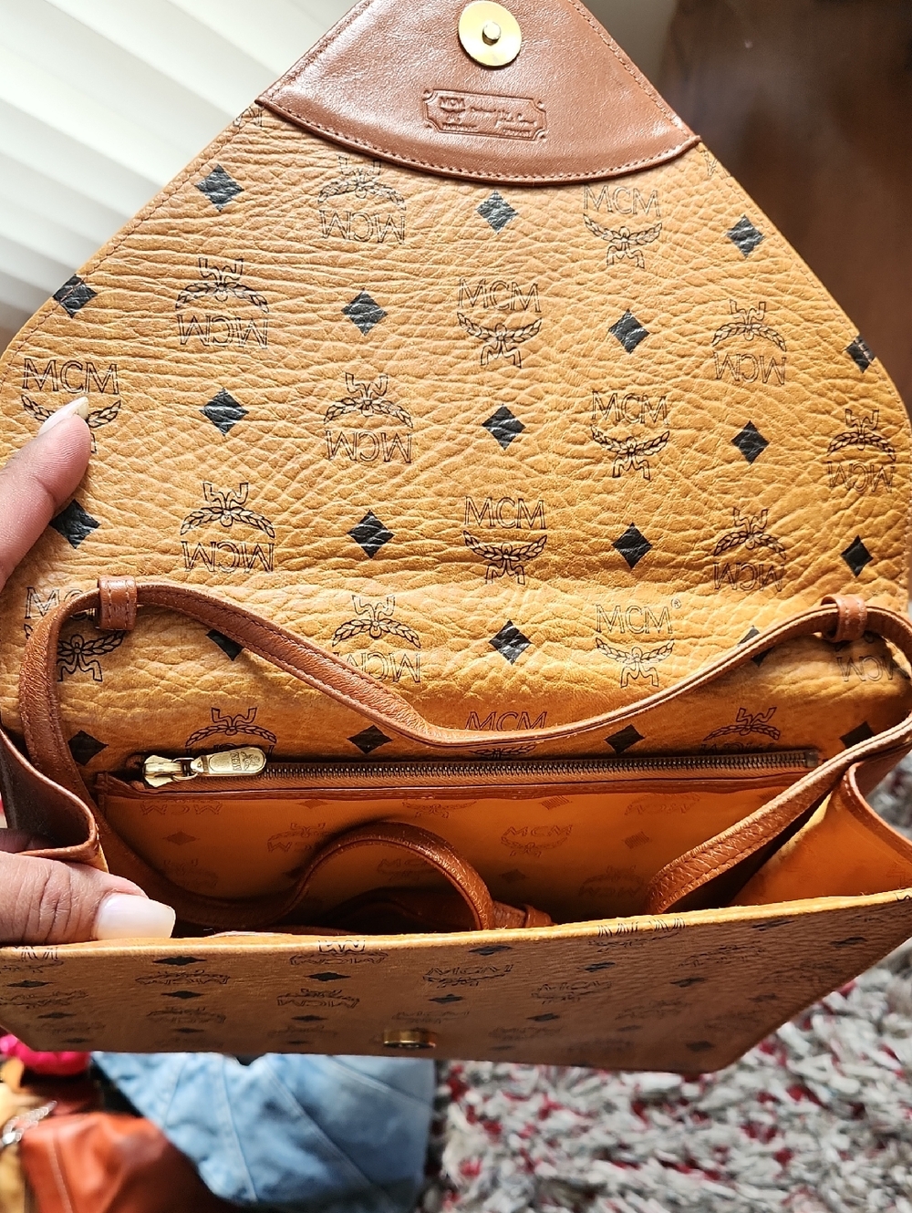 MCM Vintage Porfolio Cognac Logo Envelope Crossbody/Clutch - Picture 3 of 5